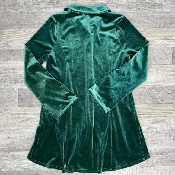 Soft Surroundings Emerald Green Velvet Long Sleeve Button Down Tunic C25 - Picture 6 of 6